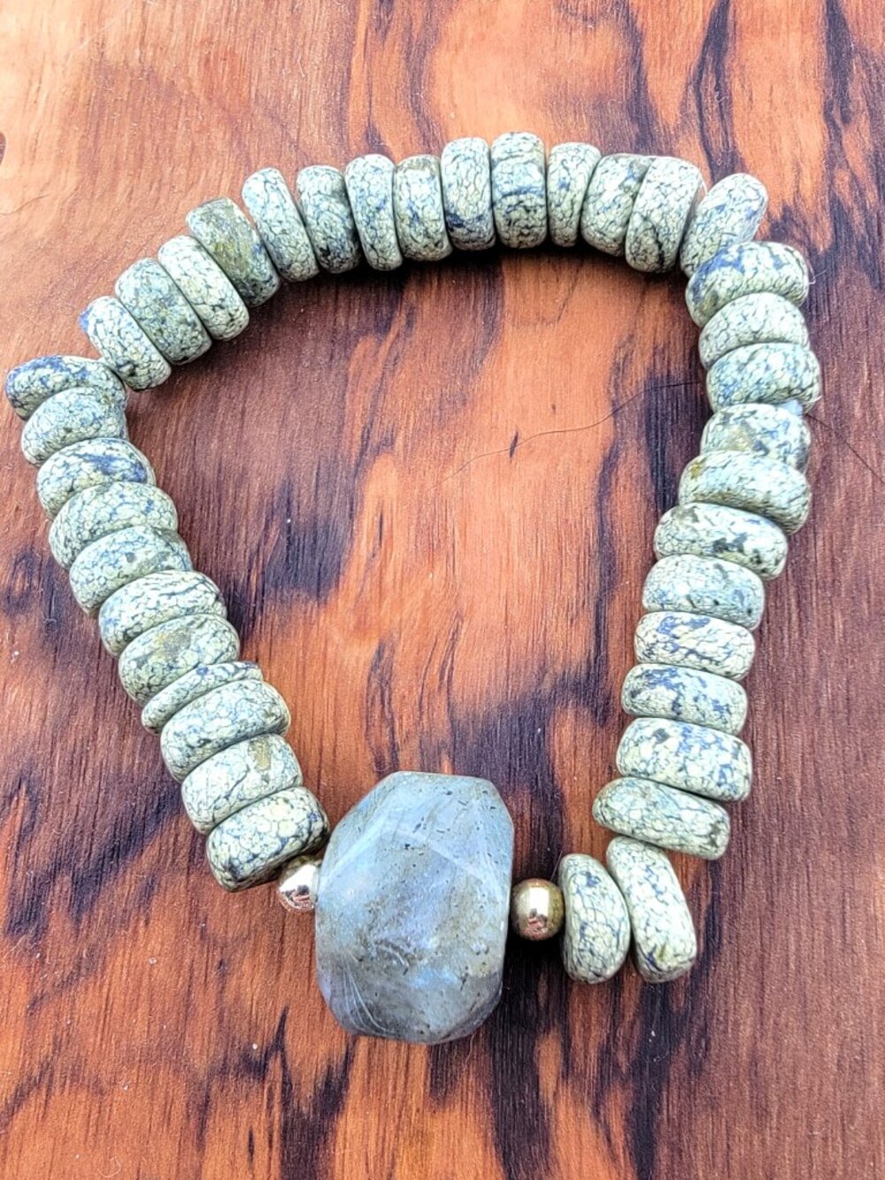 3/$30  3/$30 African Turquoise Jasper & Labradorite Bracelet | Boho Green Stone